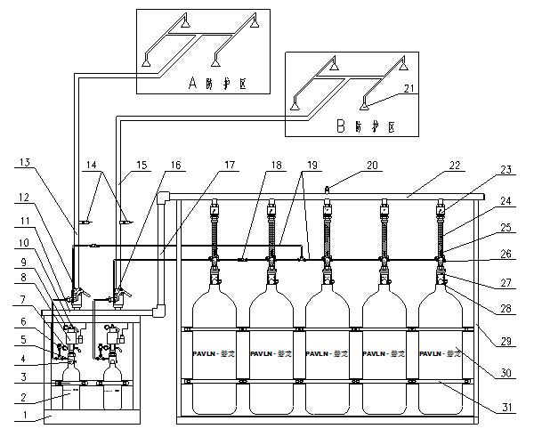 七氟丙烷灭火设备组合分配系统